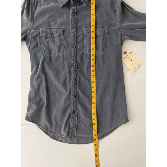 Splendid Mills Corduroy Shirt Men S Gray Lightweight Casual Western Cowboy NWT - Picture 5 of 9